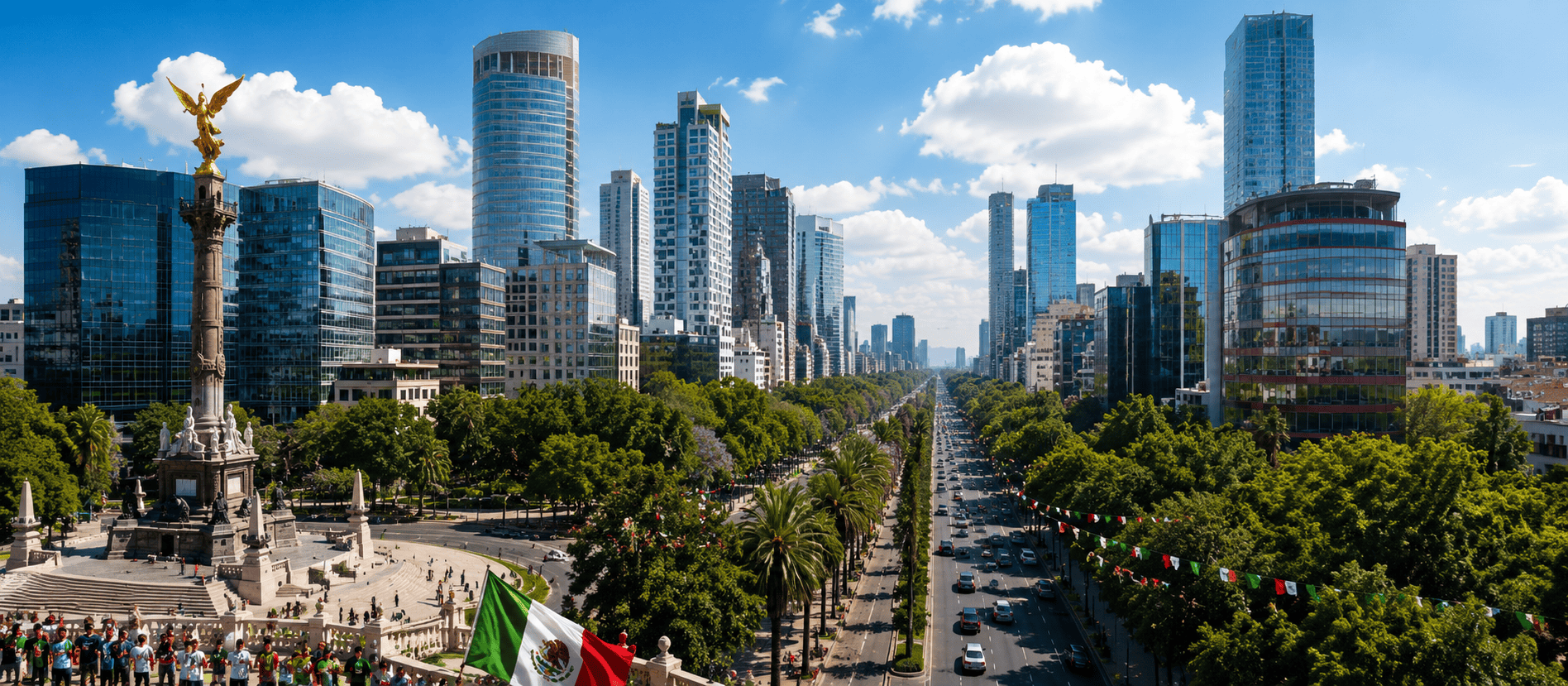 Skyline de Ciudad de México con Palacio de Bellas Artes
